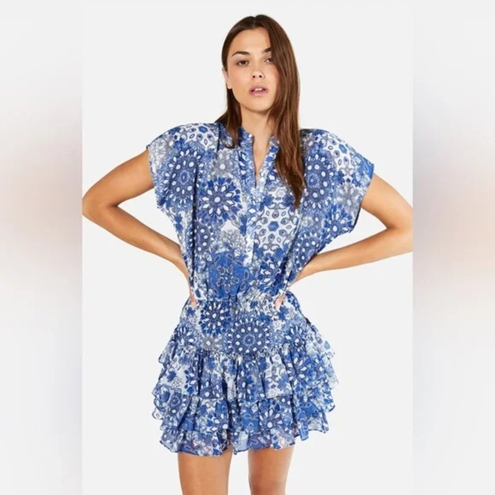 Misa Los Angeles Blue Floral Mini Dress
